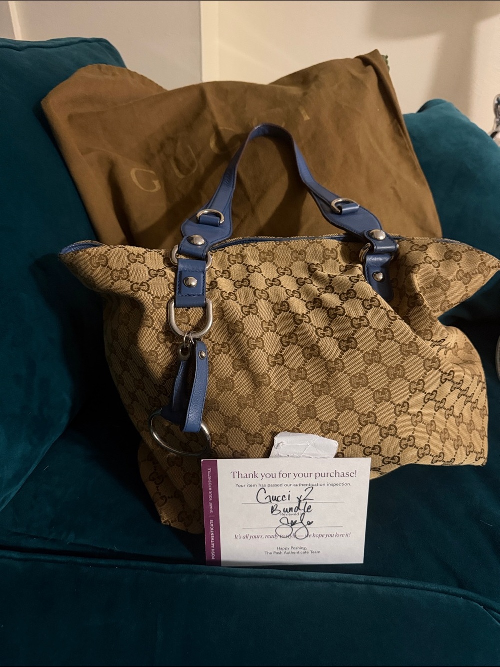 AUTHENTIC Gucci Beige GG Supreme Canvas Icon Bit Tote with dust bag - Picture 13 of 13